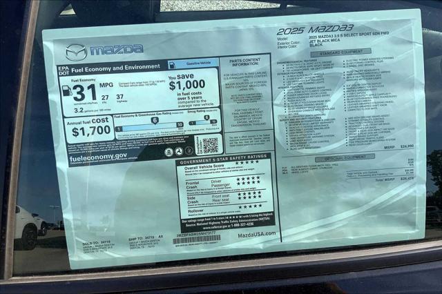 new 2025 Mazda Mazda3 car, priced at $26,475