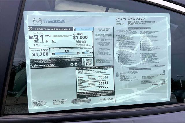 new 2025 Mazda Mazda3 car, priced at $28,720