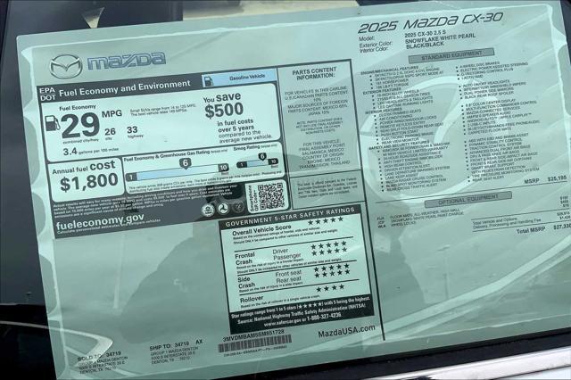 new 2025 Mazda CX-30 car, priced at $27,330