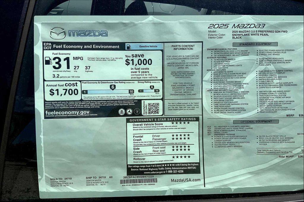 new 2025 Mazda Mazda3 car, priced at $28,575