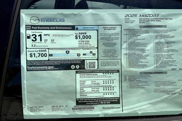 new 2025 Mazda Mazda3 car, priced at $28,575