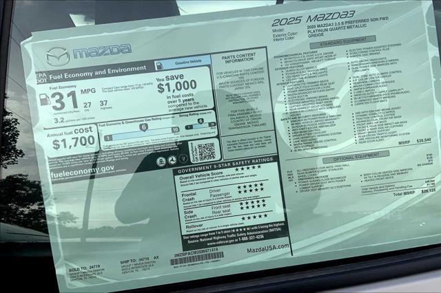 new 2025 Mazda Mazda3 car, priced at $28,125