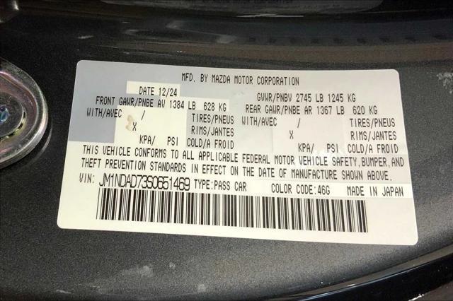 new 2025 Mazda MX-5 Miata car, priced at $37,195