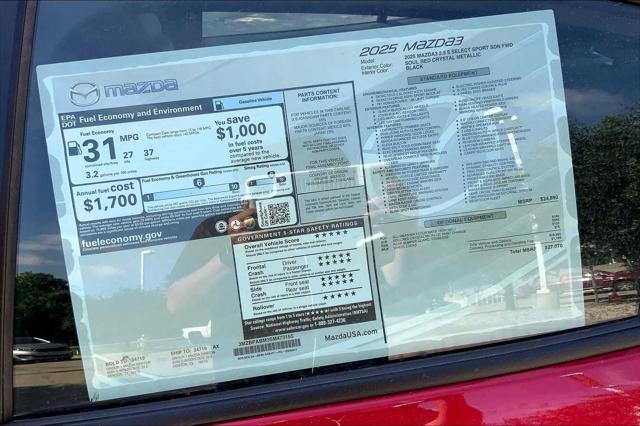 new 2025 Mazda Mazda3 car, priced at $27,070