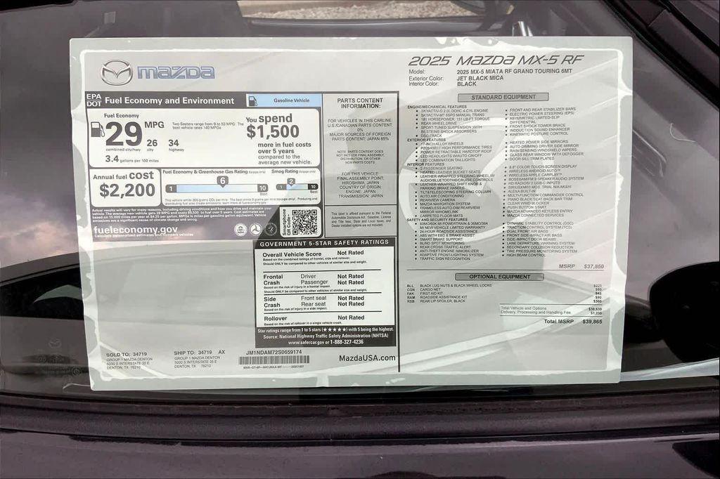 new 2025 Mazda MX-5 Miata RF car, priced at $39,865