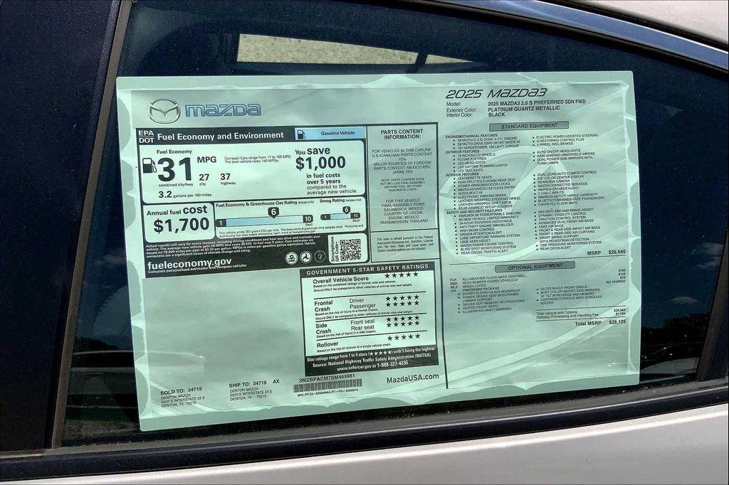 new 2025 Mazda Mazda3 car, priced at $28,125