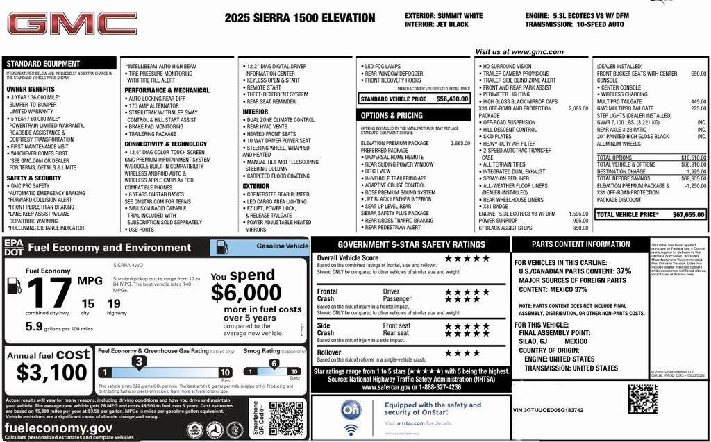 used 2025 GMC Sierra 1500 car, priced at $55,652