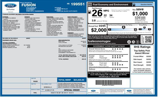 used 2015 Ford Fusion car, priced at $7,900