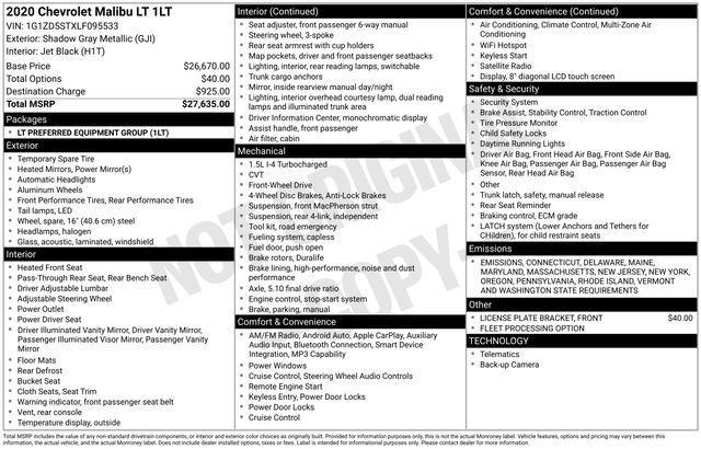 used 2020 Chevrolet Malibu car, priced at $12,906