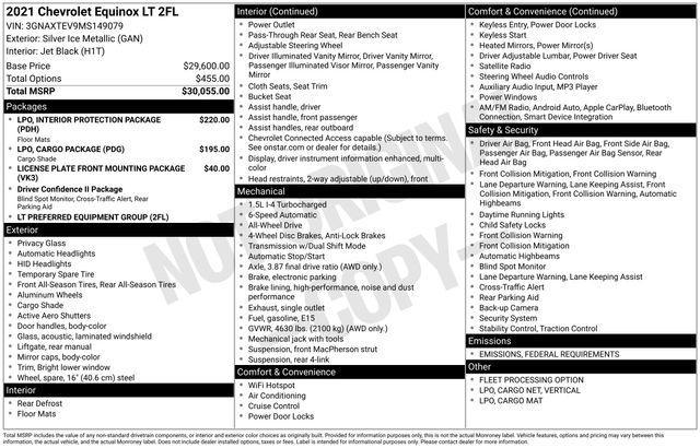 used 2021 Chevrolet Equinox car, priced at $19,906