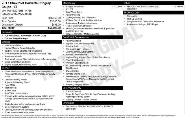 used 2017 Chevrolet Corvette car, priced at $37,906