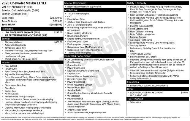 used 2023 Chevrolet Malibu car, priced at $17,906