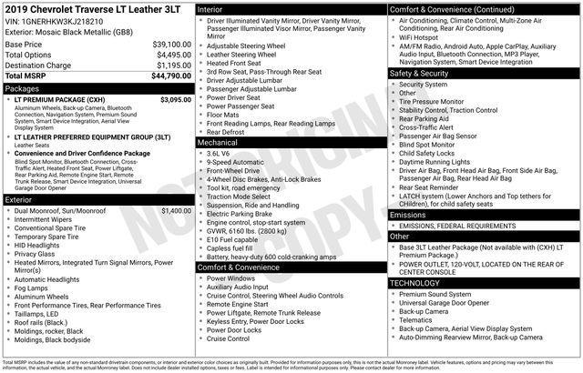 used 2019 Chevrolet Traverse car, priced at $14,906