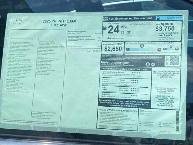 new 2025 INFINITI QX60 car, priced at $61,080