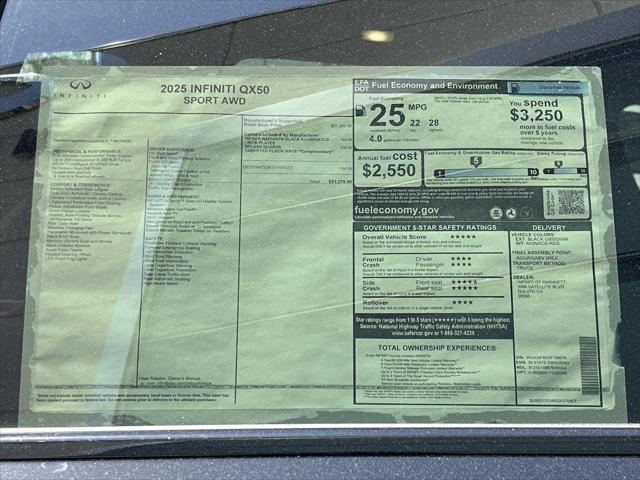 new 2025 INFINITI QX50 car, priced at $53,270