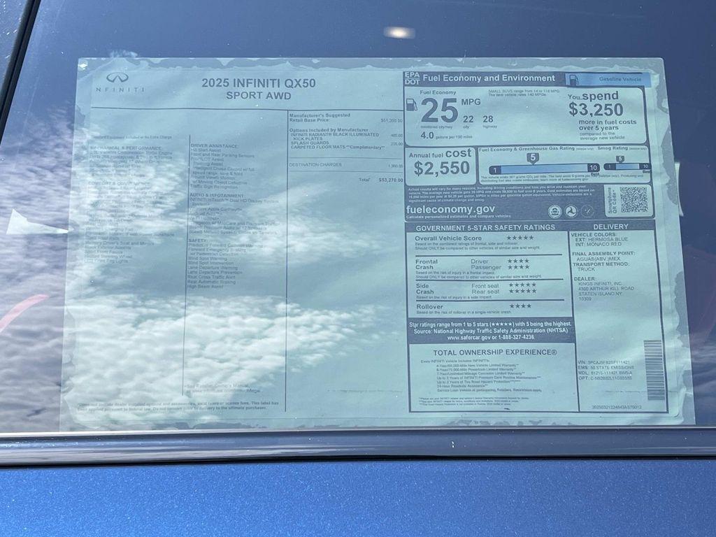 new 2025 INFINITI QX50 car, priced at $53,270