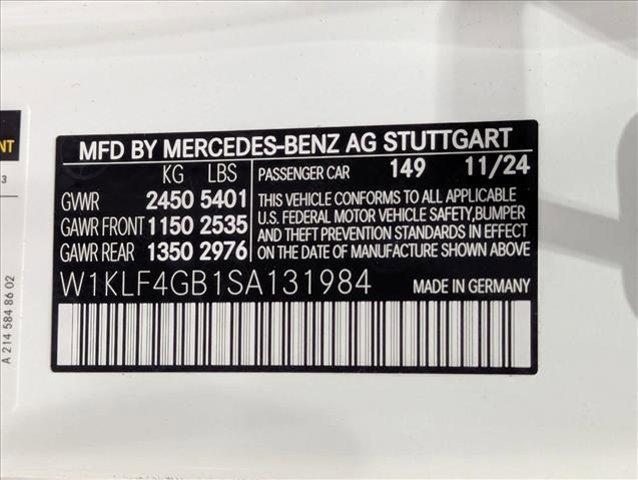 new 2025 Mercedes-Benz E-Class car, priced at $77,395
