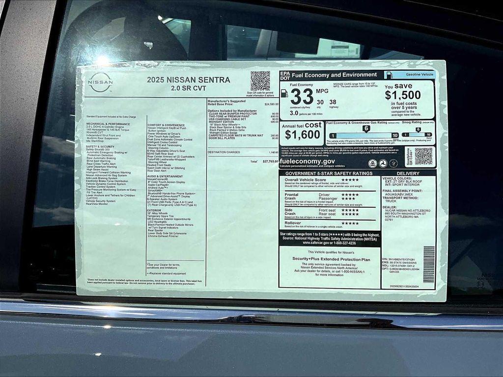new 2025 Nissan Sentra car, priced at $26,248