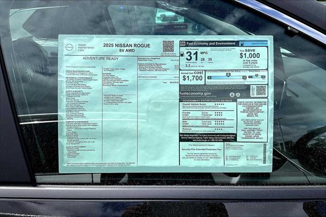 new 2025 Nissan Rogue car, priced at $33,274