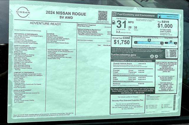 new 2024 Nissan Rogue car, priced at $33,421
