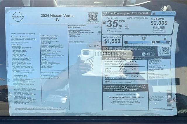 new 2024 Nissan Versa car, priced at $20,965