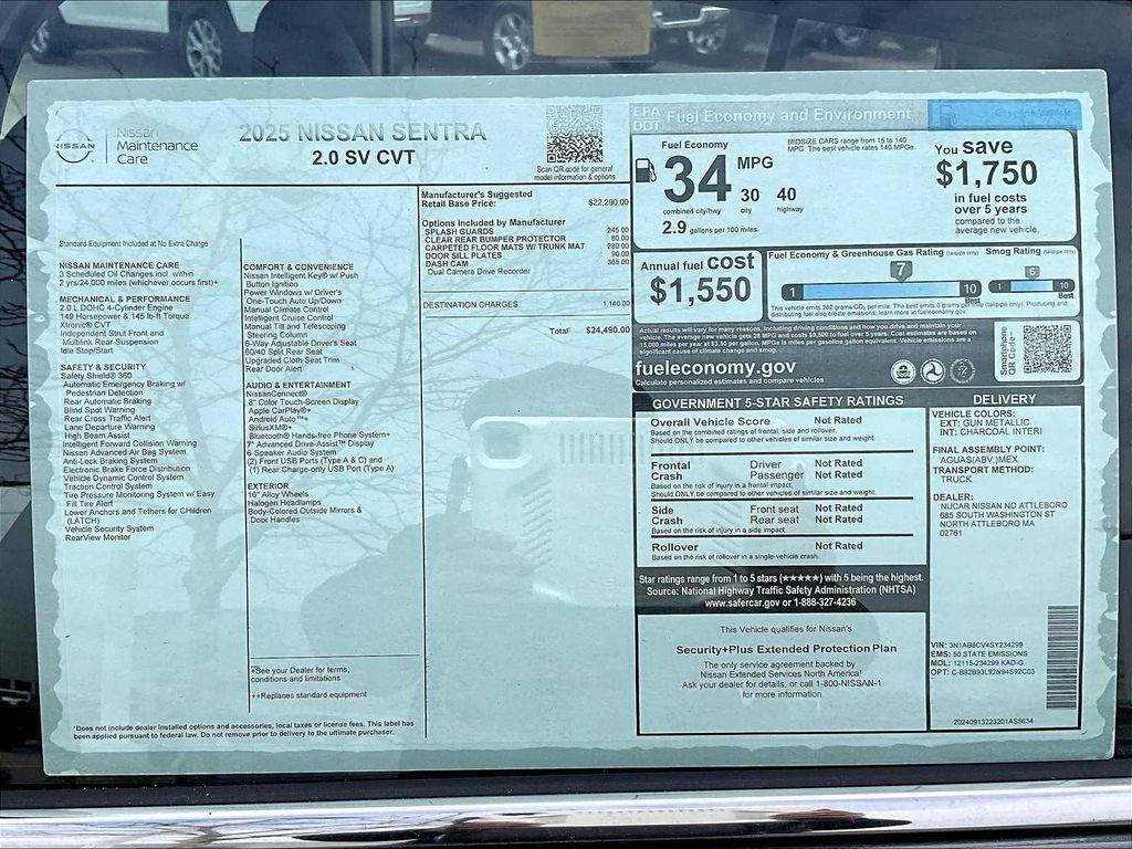new 2025 Nissan Sentra car, priced at $23,560