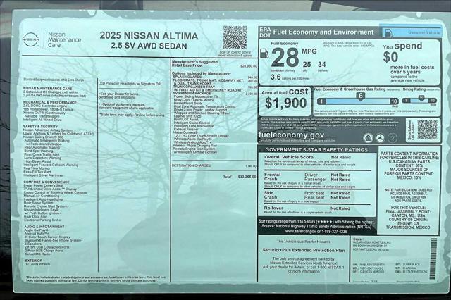 new 2025 Nissan Altima car, priced at $31,347