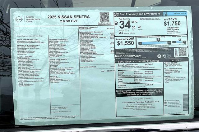 new 2025 Nissan Sentra car, priced at $24,960