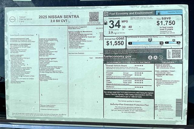 new 2025 Nissan Sentra car, priced at $23,921