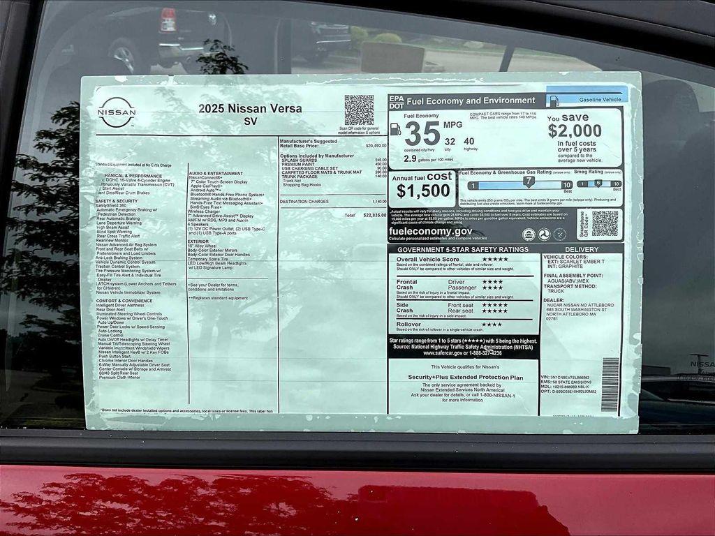 new 2025 Nissan Versa car, priced at $22,024