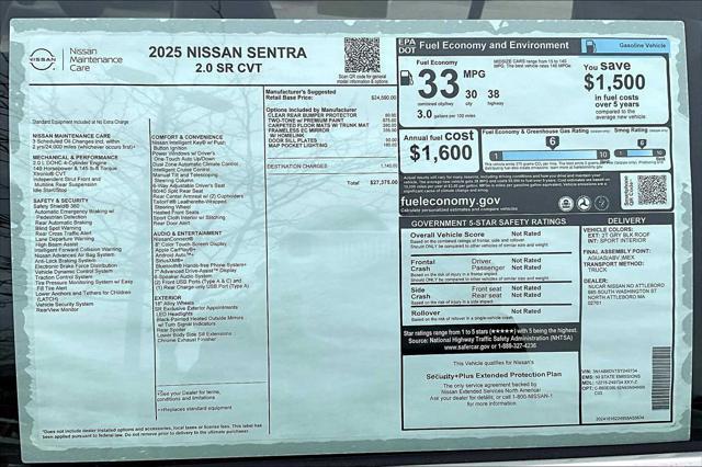 new 2025 Nissan Sentra car, priced at $26,298