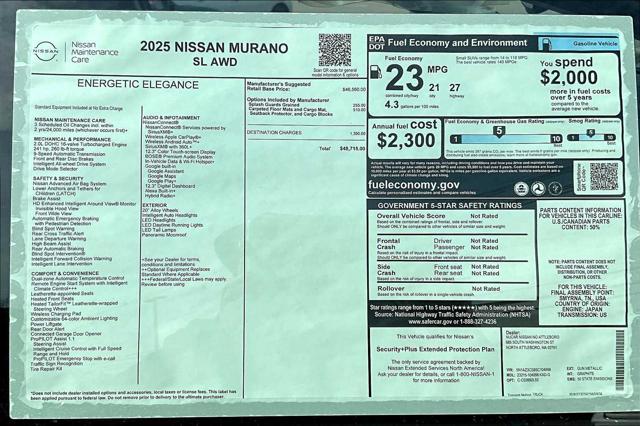 new 2025 Nissan Murano car, priced at $48,715