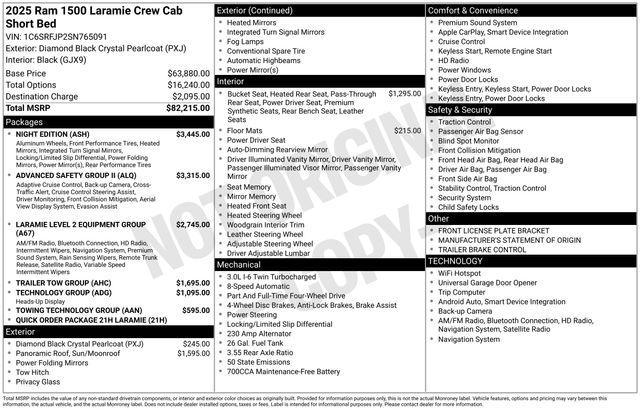 new 2025 Ram 1500 car, priced at $65,873