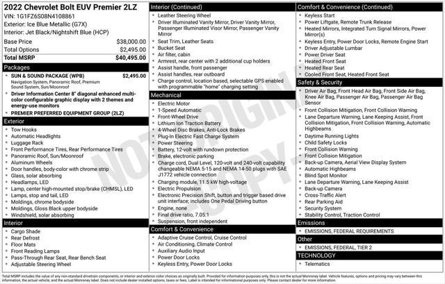 used 2022 Chevrolet Bolt EUV car, priced at $22,990