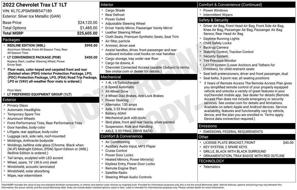 used 2022 Chevrolet Trax car, priced at $18,490