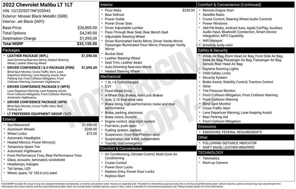 used 2022 Chevrolet Malibu car, priced at $19,490