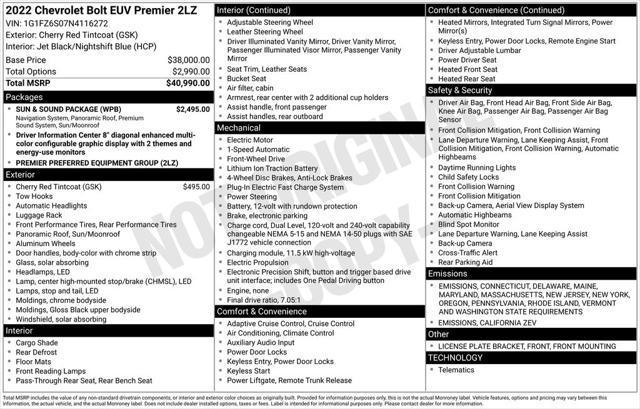 used 2022 Chevrolet Bolt EUV car, priced at $23,790