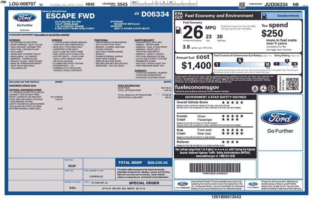 used 2018 Ford Escape car, priced at $11,590