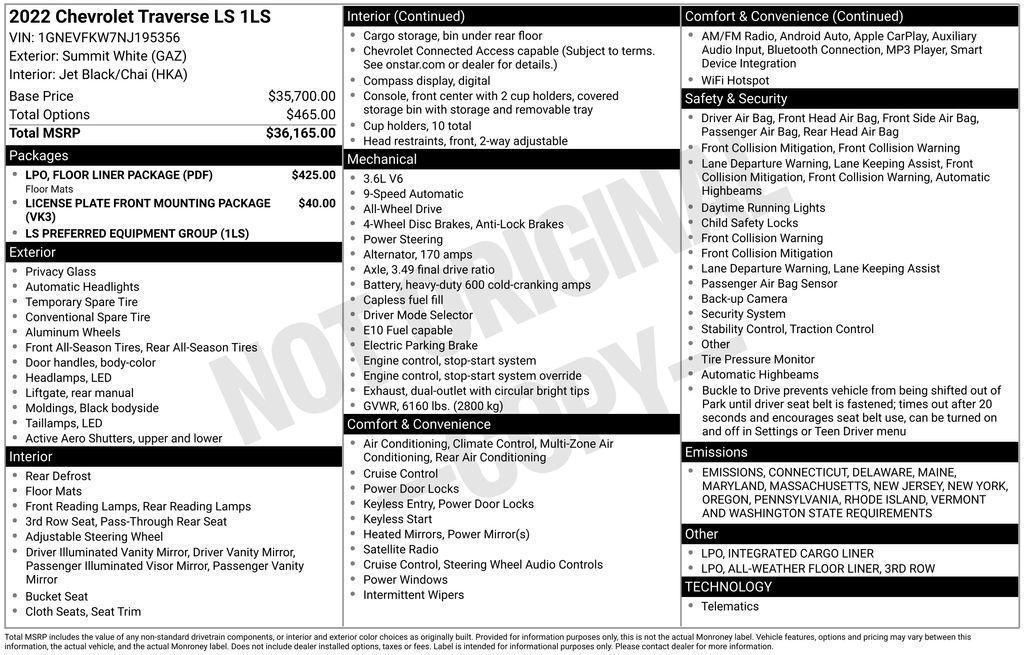 used 2022 Chevrolet Traverse car, priced at $23,890