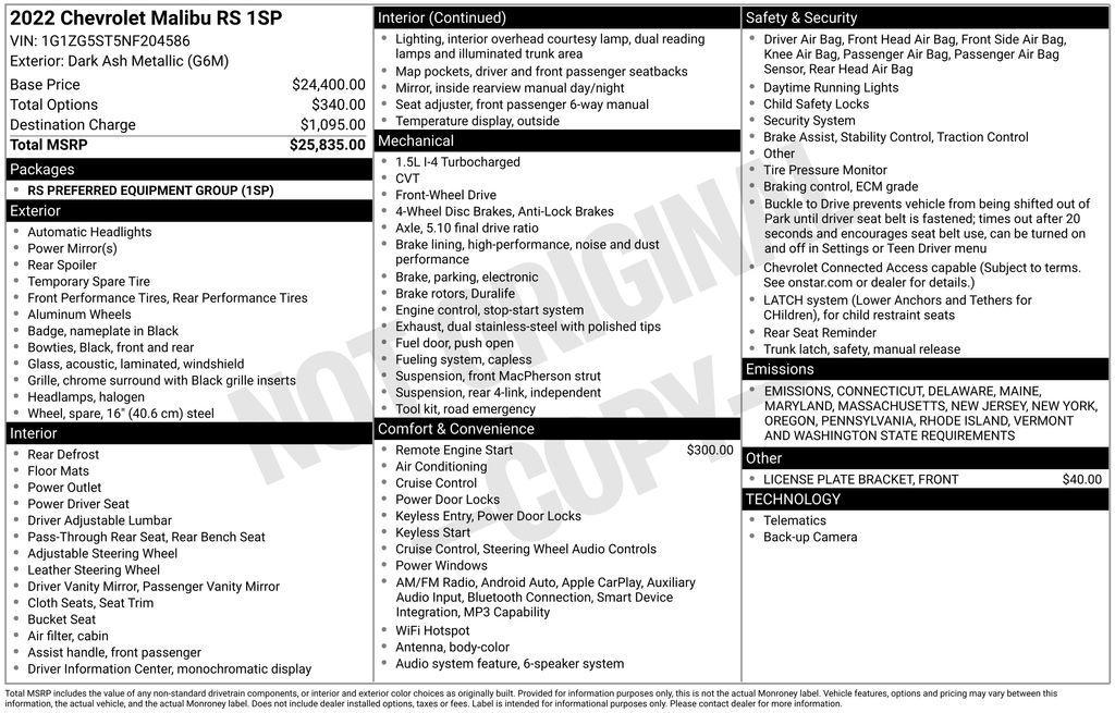 used 2022 Chevrolet Malibu car, priced at $19,490