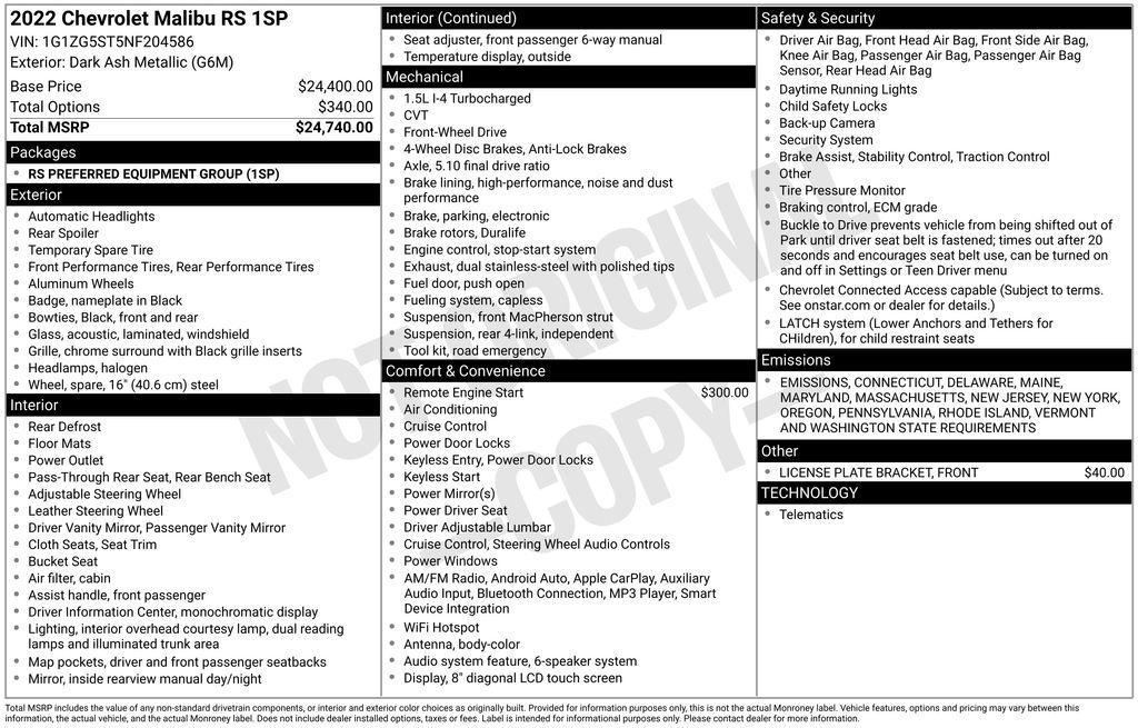 used 2022 Chevrolet Malibu car, priced at $20,290