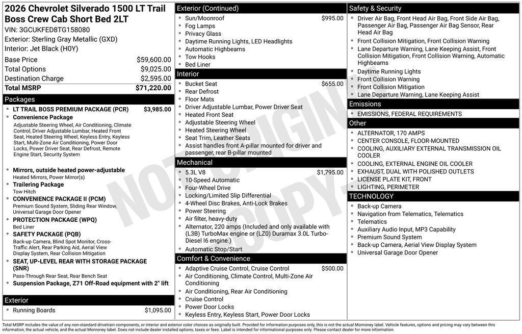 new 2026 Chevrolet Silverado 1500 car, priced at $62,270