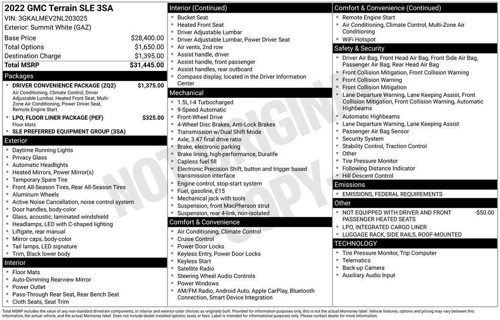 used 2022 GMC Terrain car, priced at $19,490