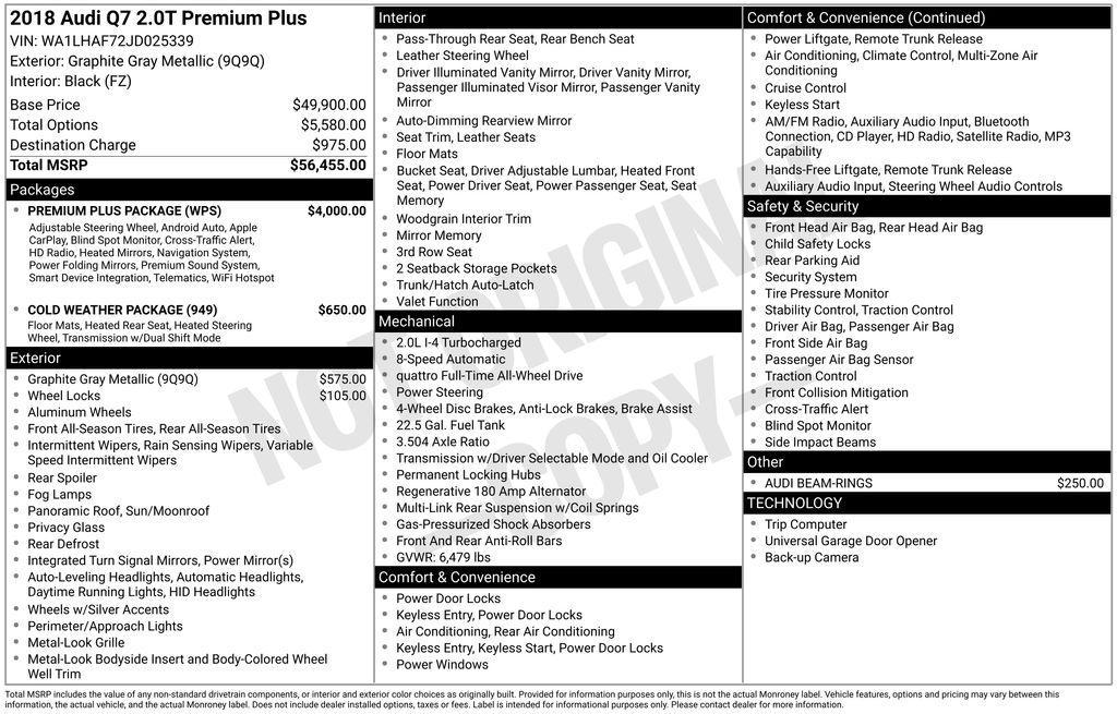 used 2018 Audi Q7 car, priced at $12,490