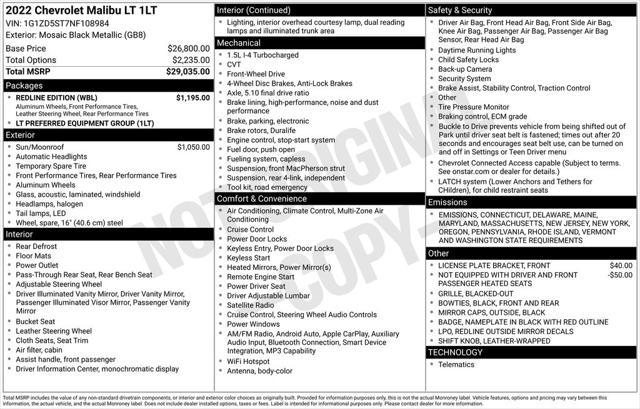 used 2022 Chevrolet Malibu car, priced at $20,490