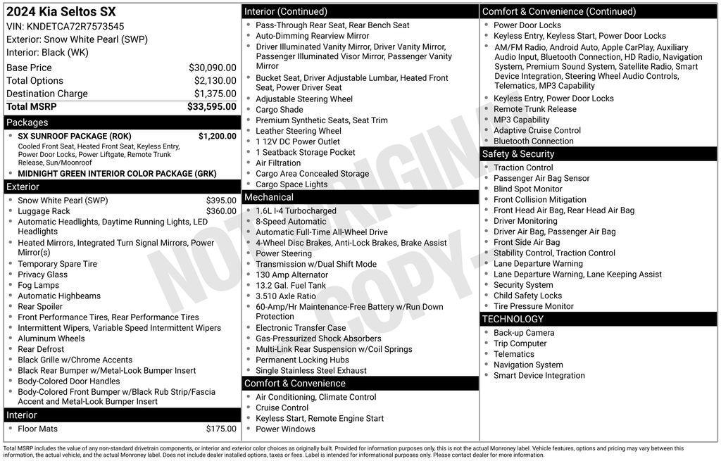 used 2024 Kia Seltos car, priced at $24,990