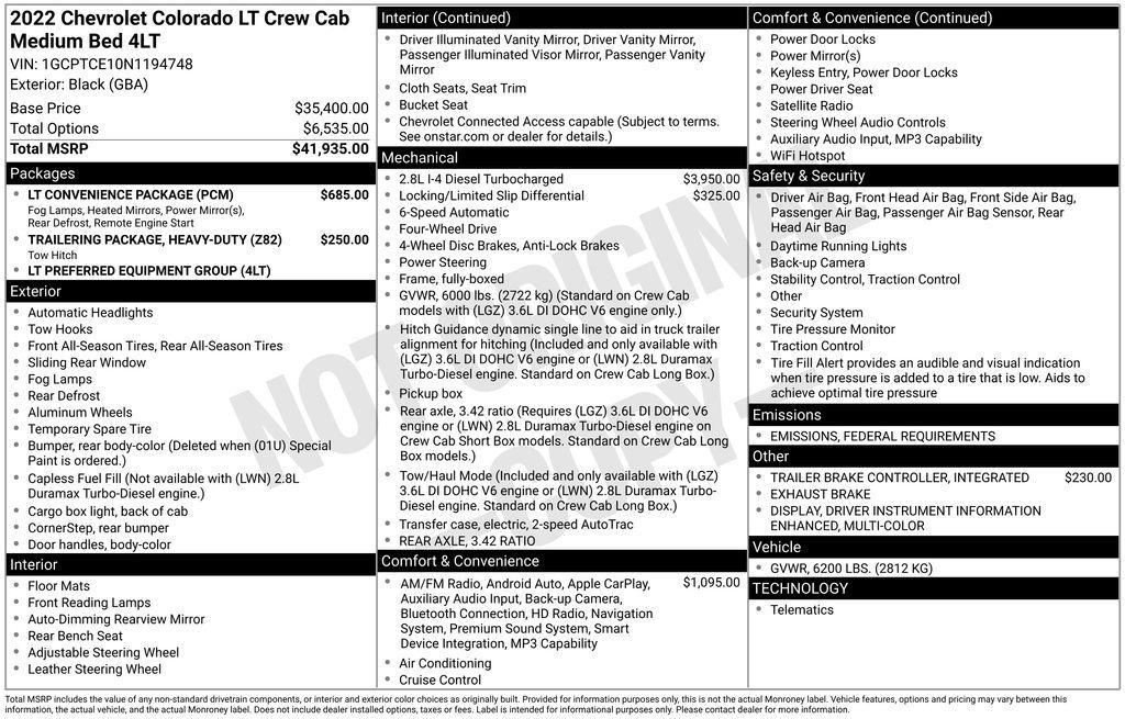 used 2022 Chevrolet Colorado car, priced at $30,490