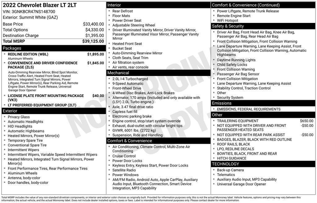 used 2022 Chevrolet Blazer car, priced at $20,490