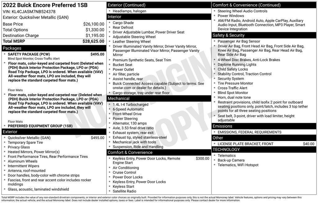 used 2022 Buick Encore car, priced at $17,290