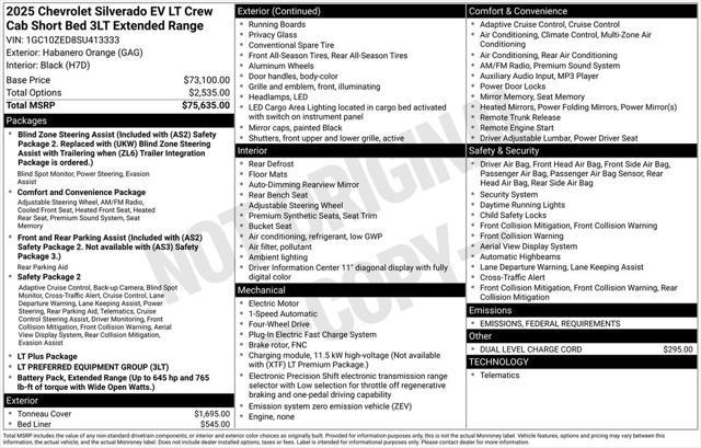 new 2025 Chevrolet Silverado EV car, priced at $69,230